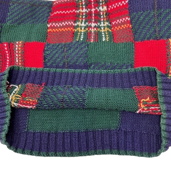 VTG Limited Oversized Hand Knit Color Block High Neck Sweater Size S Patchwork - Picture 12 of 15